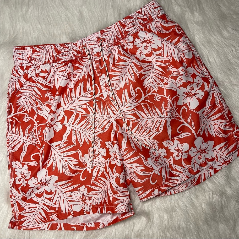Mens Goodfellow & Co. Floral Red Swim Trunks - Picture 4 of 10